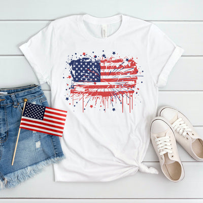 USA Flag Splash Fireworks T-shirt