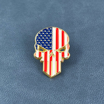 Gold American Punisher Skull Pin