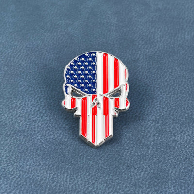 Silver American Punisher Skull Pin