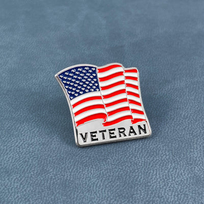 Silver Bold Veteran Flag Pin