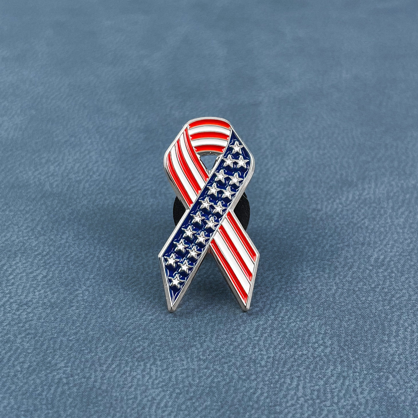 Silver Cute American Ribbon Pin