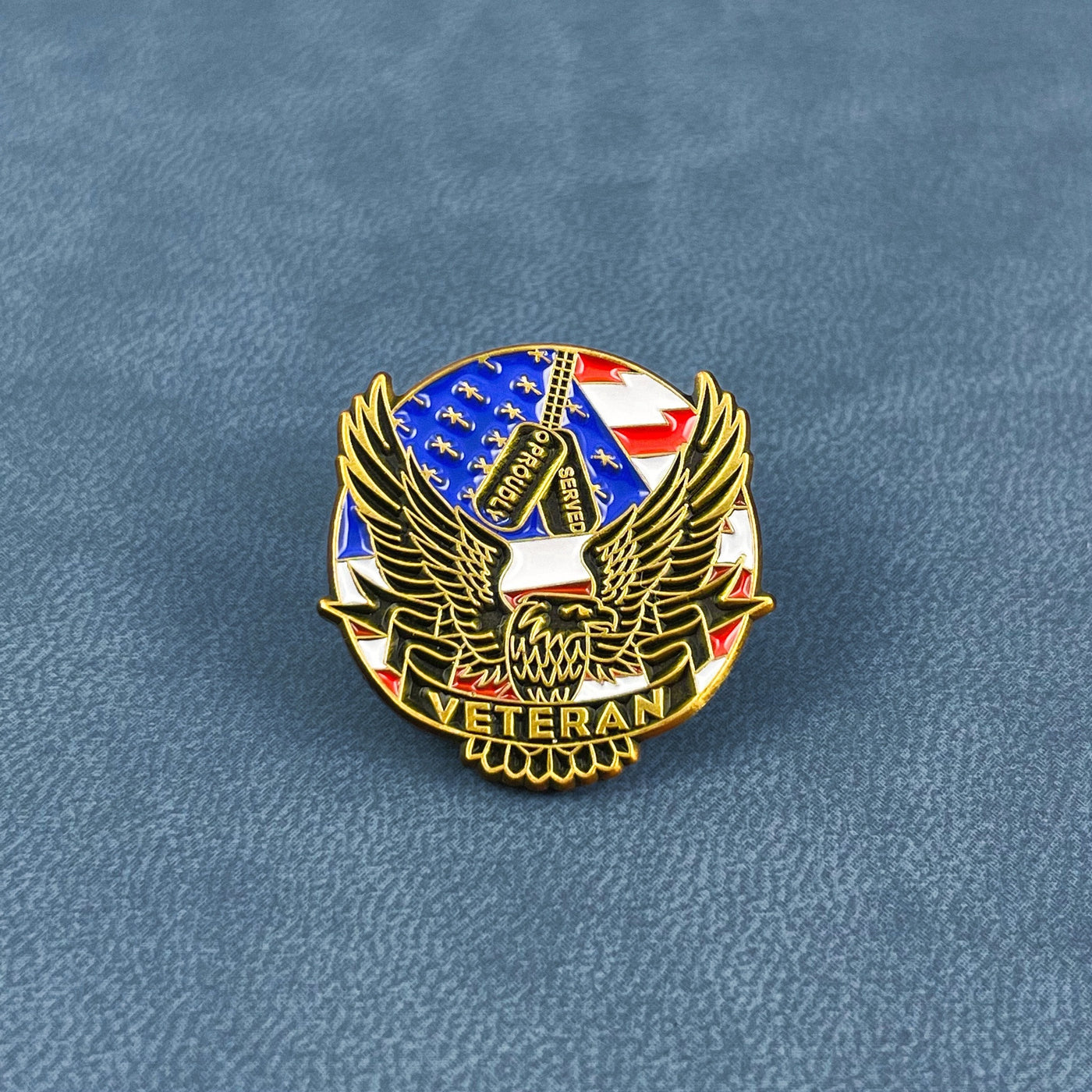 Gold Flying Veteran Eagle Pin