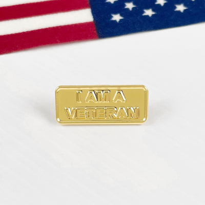 Gold I Am A Veteran Pin