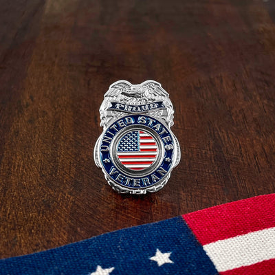 Silver Proud United States Veteran Badge