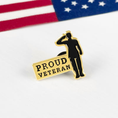 Gold Proud Veteran Salute Pin