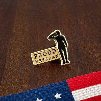 Gold Proud Veteran Salute Pin