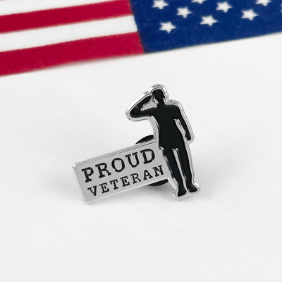 Silver Proud Veteran Salute Pin