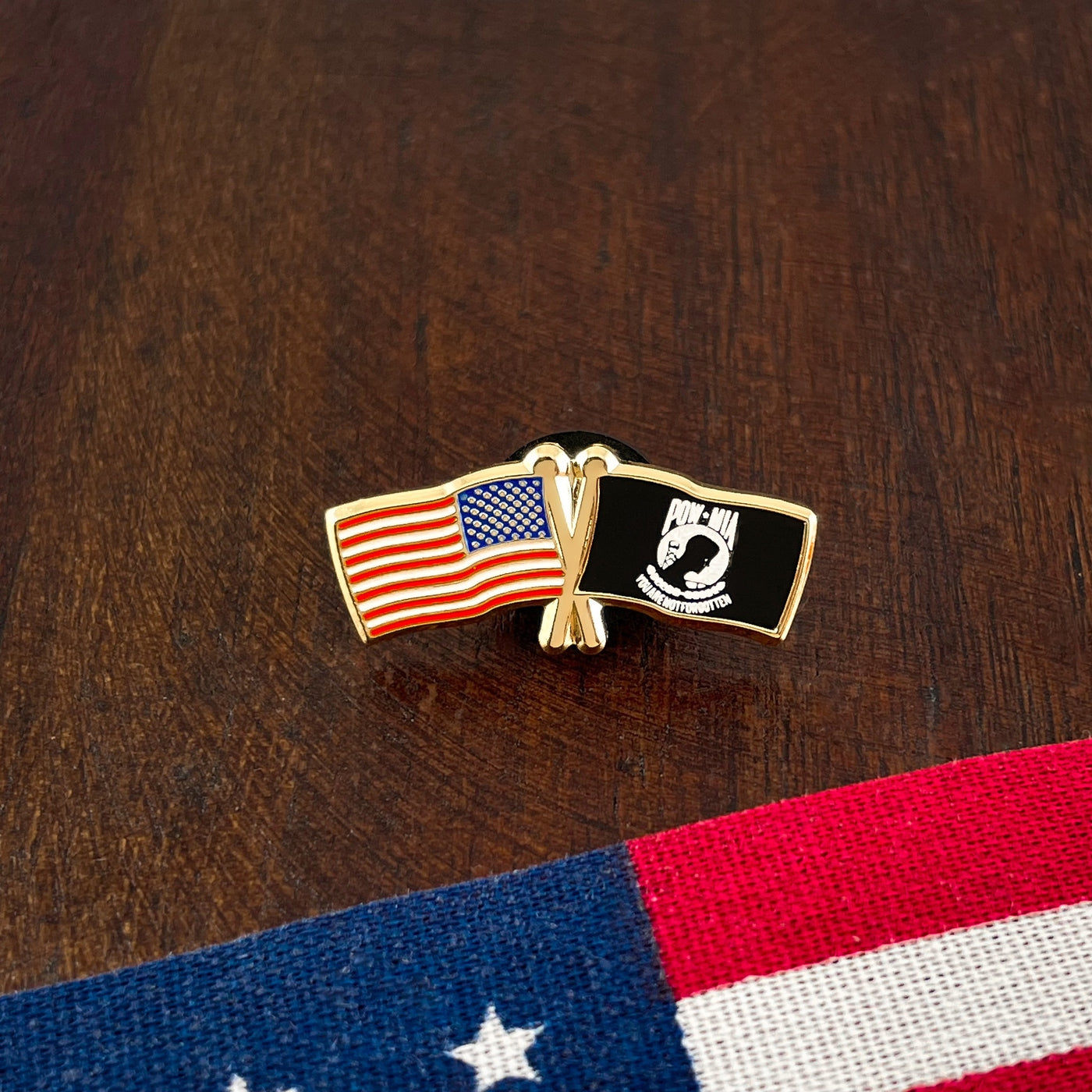 Gold USA POW MIA Flags Pin