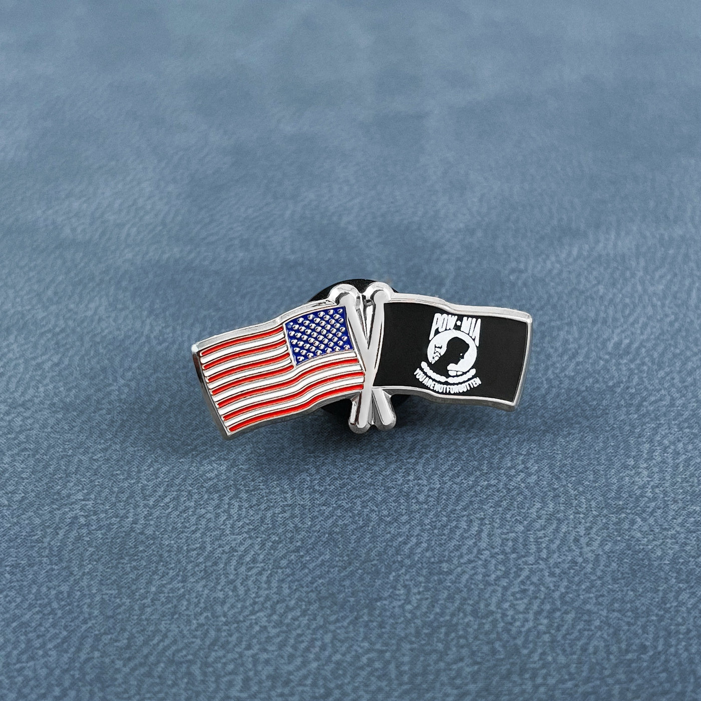 Silver USA POW MIA Flags Pin