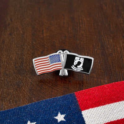 Silver USA POW MIA Flags Pin