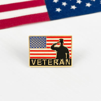 Gold Veteran Salute Flag Pin