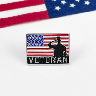 Silver Veteran Salute Flag Pin