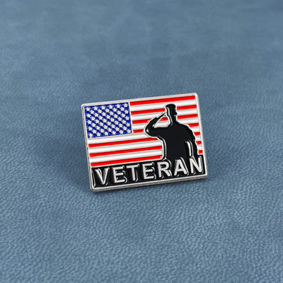 Silver Veteran Salute Flag Pin