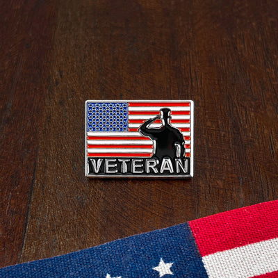 Silver Veteran Salute Flag Pin