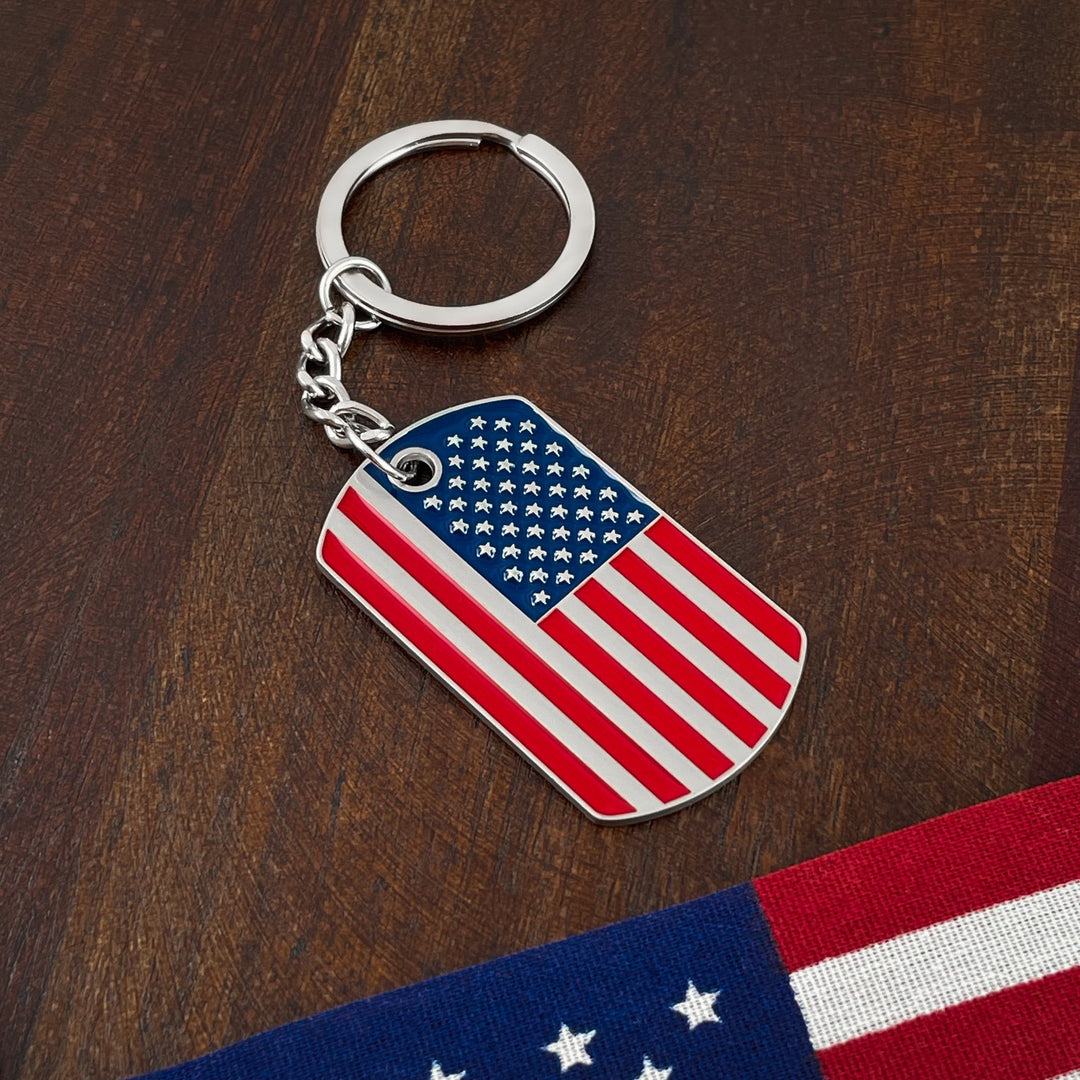 AMERICAN FLAG USA Patriotic Rubber Novelty KEY CHAIN Ring Keychain NEW