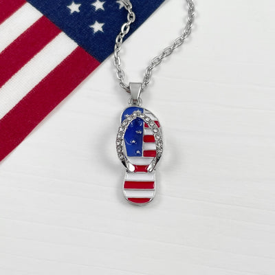 Silver American Flip Flop Necklace