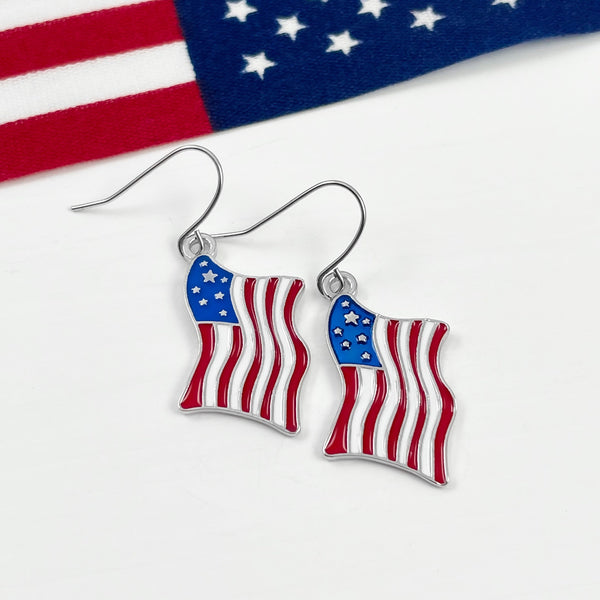 AMERICAN FLAG COW TAG EARRINGS – CountryFide Custom Accessories and Outdoors