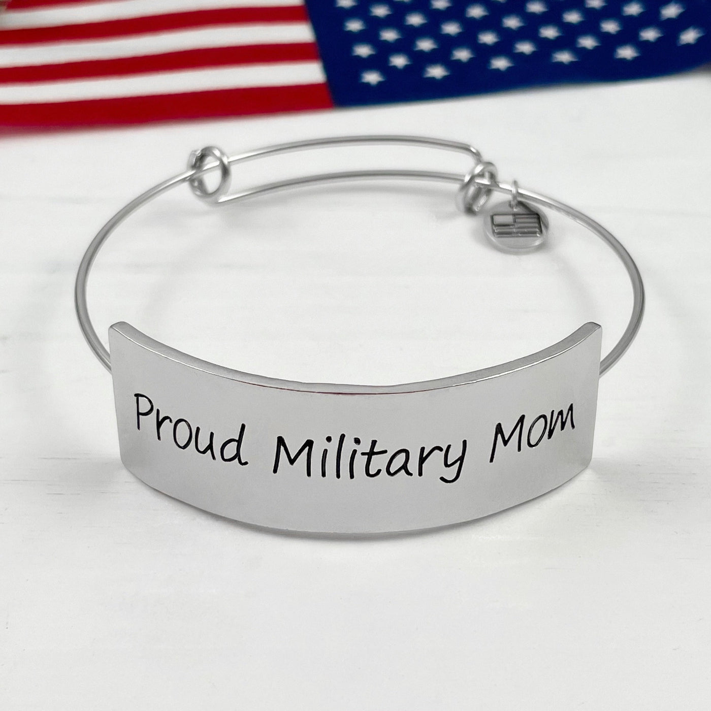 Military Mom Bar Bangle Bracelet