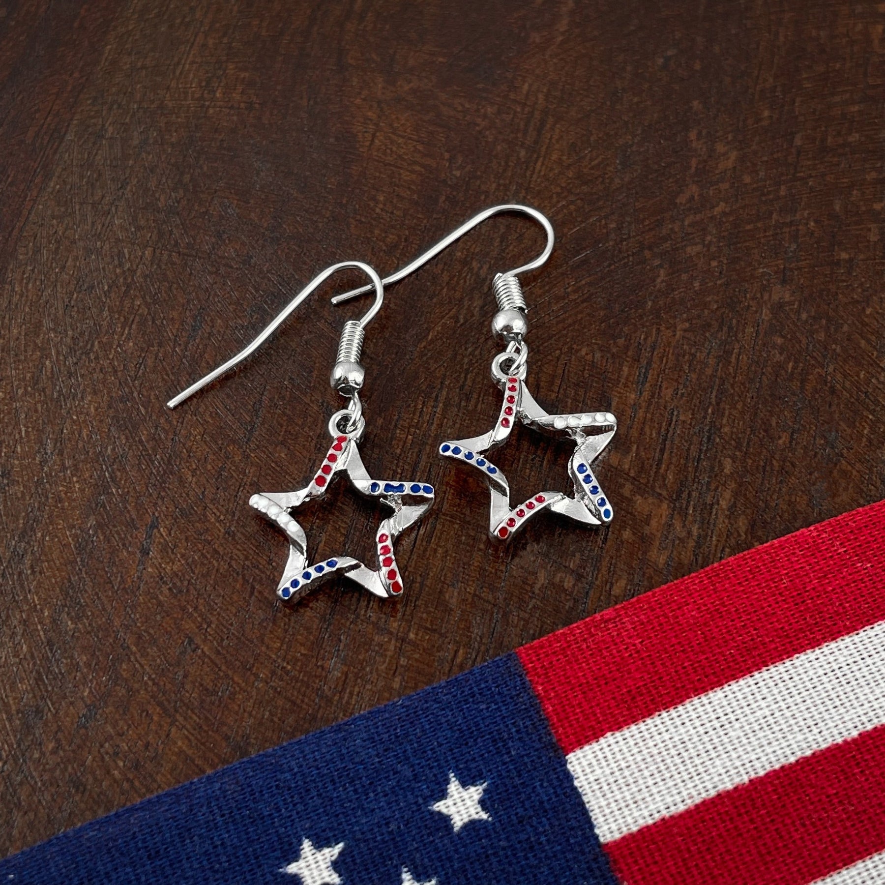 Red White and Blue Star Earrings – Veteran Project