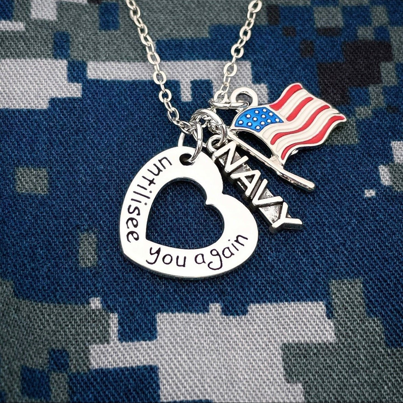 Until I See You Again Necklace - Navy
